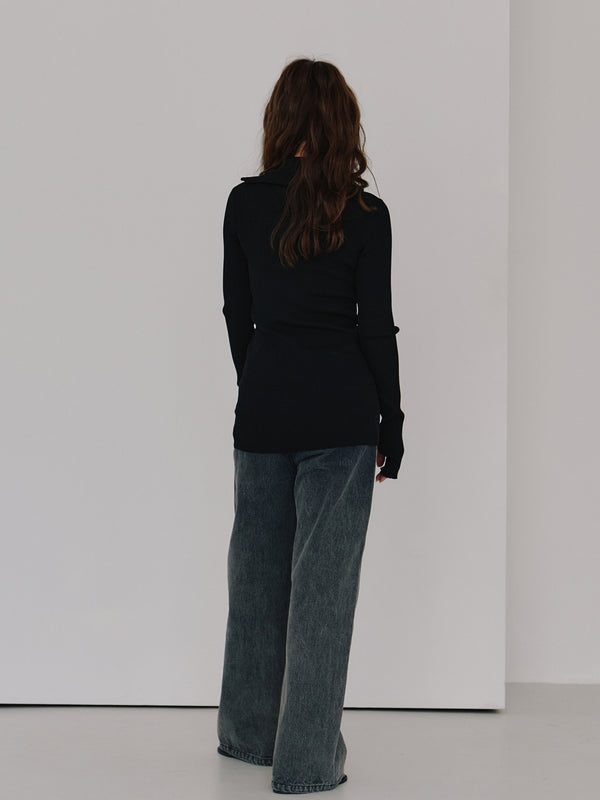 zip up rib knit