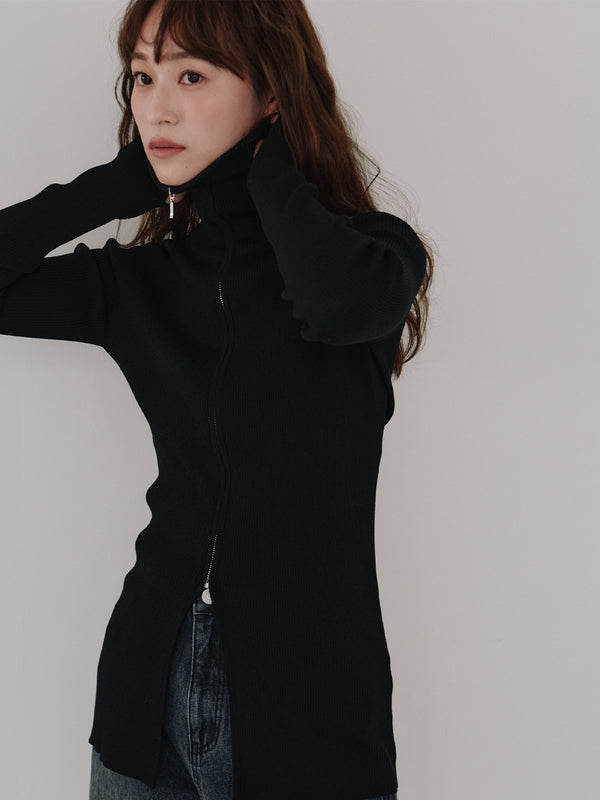 zip up rib knit