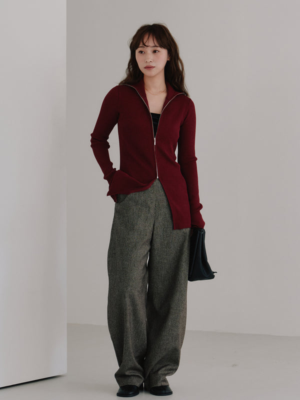 zip up rib knit