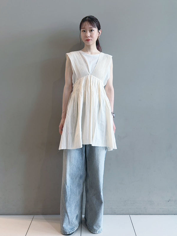 cotton crepe gather top