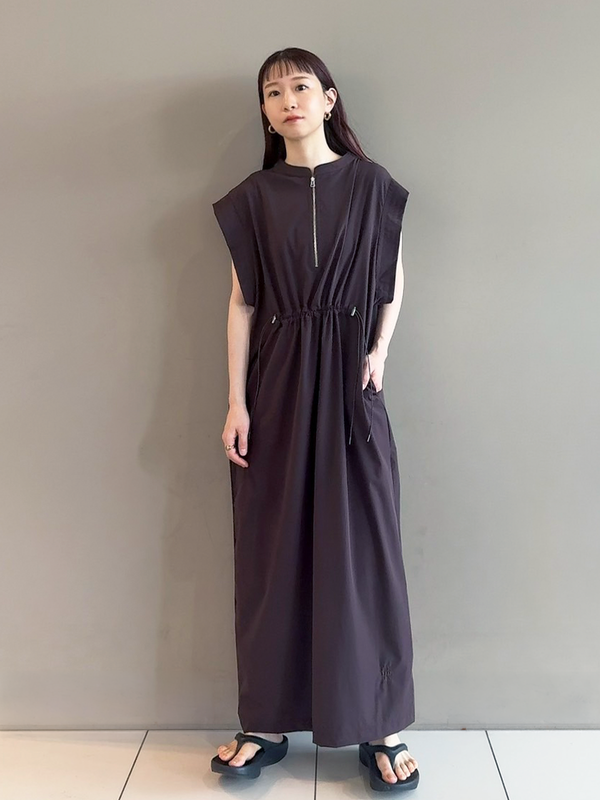 冷感ウエストドロストワンピース