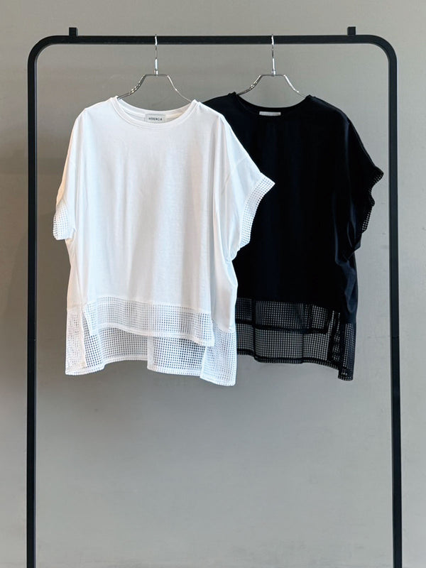 裾メッシュカットソー