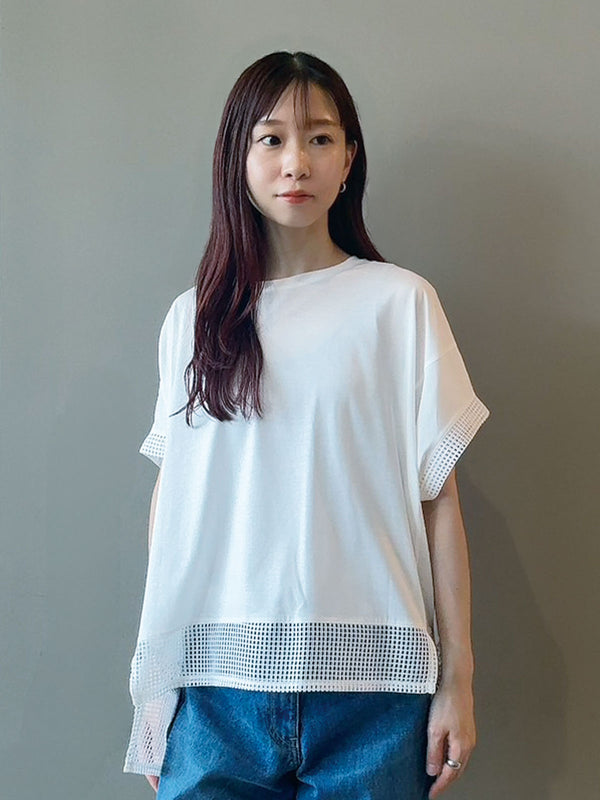 裾メッシュカットソー