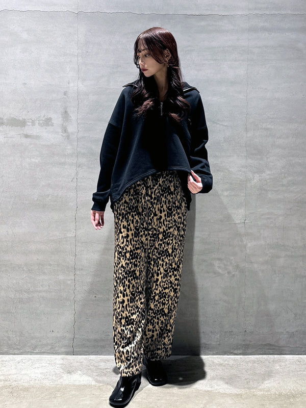 ポケットフリンジヒョウ柄PT