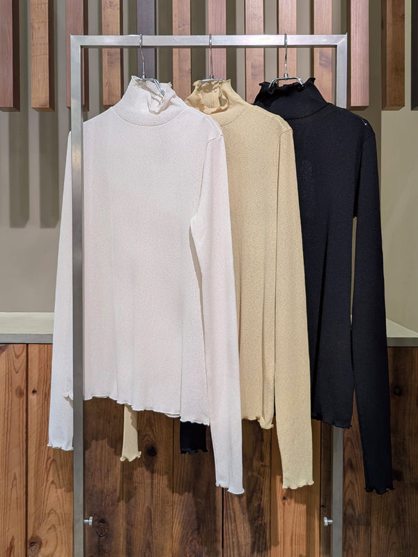 杢調リブテレコシースルーハイネック