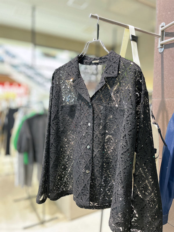 レースオープンカラーシャツ