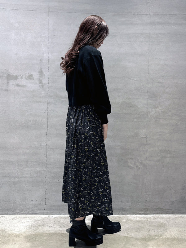 割繊フラワープリントワンピース