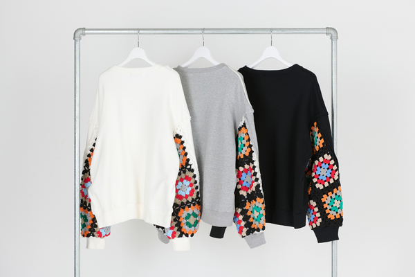 CROCHET SLEEVE SWEAT