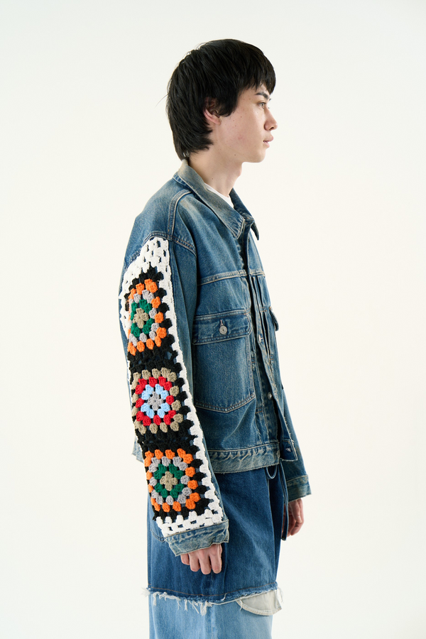 CROCHET DENIM BLOUSON